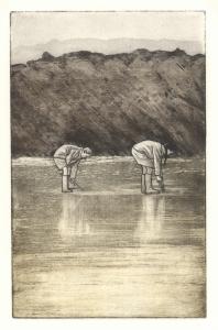 Digging-at-Llangrannog-etching-sepia-small